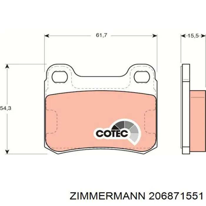 Колодки гальмові задні, дискові 206871551 Zimmermann