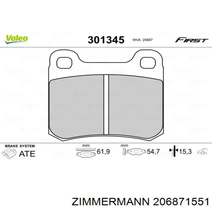 Задні гальмівні колодки Zimmermann 206871551 ціна, від 12.48 USD