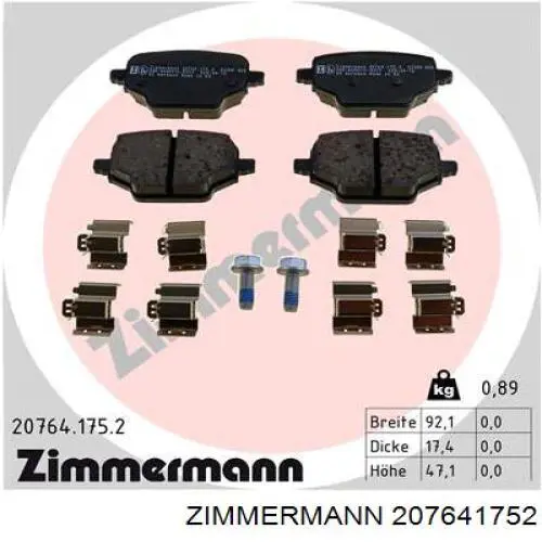 Задні гальмівні колодки Zimmermann 207641752 ціна, від 34.82 USD