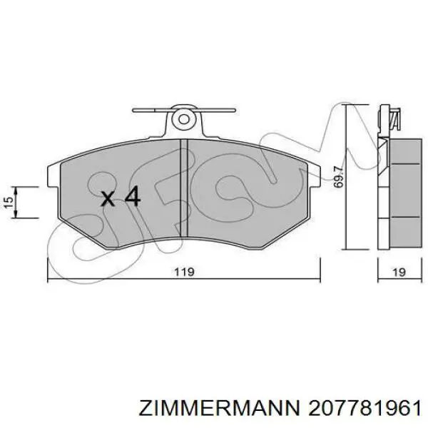207781961 Zimmermann колодки гальмівні передні, дискові