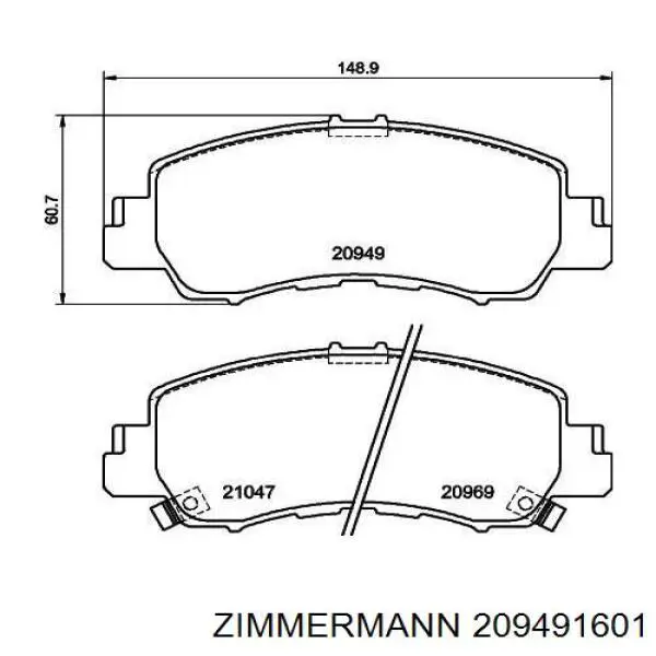 Купити 209491601 Zimmermann Колодки гальмівні передні, дискові