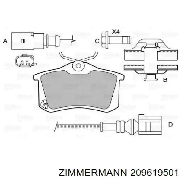 Задні гальмівні колодки Zimmermann 209619501 ціна, від 16.12 USD