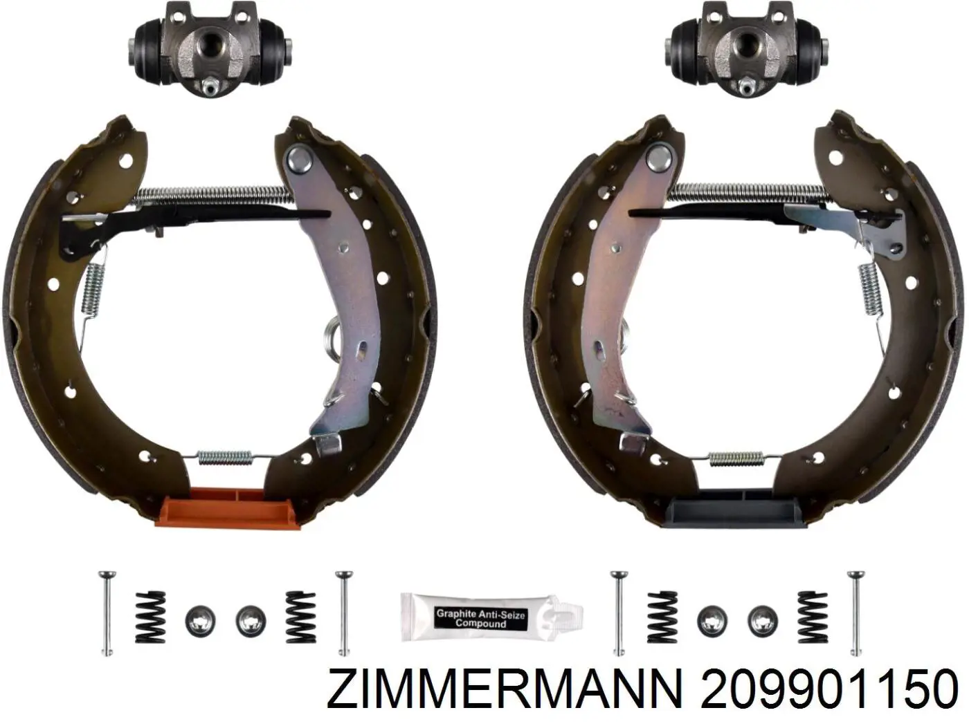 Колодки гальмівні задні барабанні, в зборі з циліндруми, комплект 209901150 Zimmermann