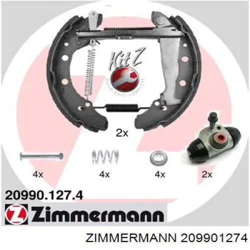 209901274 Zimmermann колодки гальмові задні, барабанні