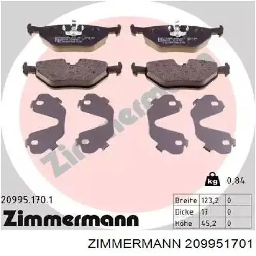 Купити 209951701 Zimmermann Задні колодки