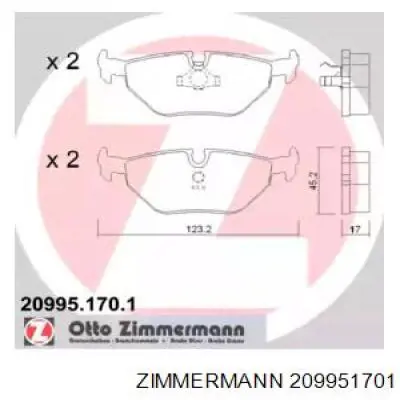 Колодки гальмові задні, дискові 209951701 Zimmermann