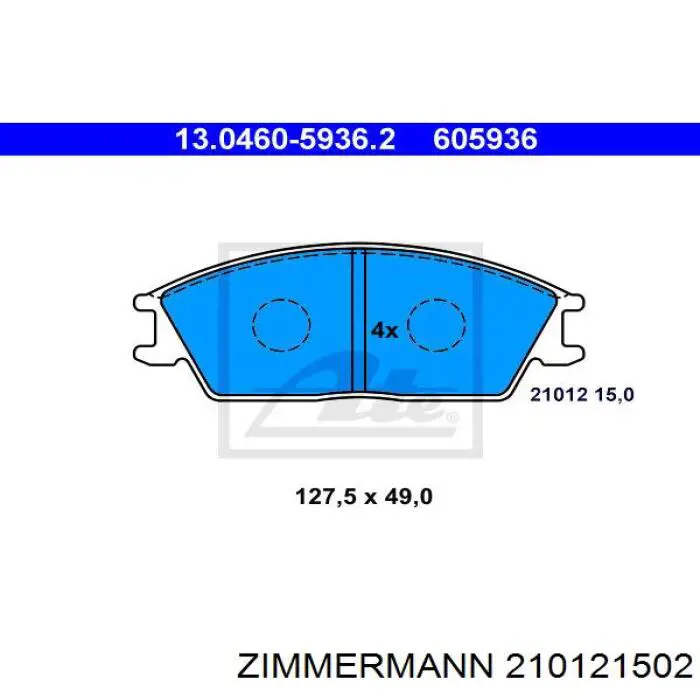 Передні тормозні колодки 210121502 Zimmermann