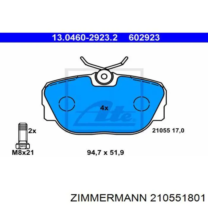 Купити 210551801 Zimmermann Колодки гальмівні передні, дискові