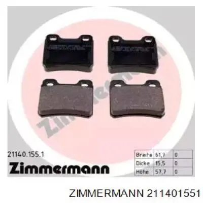 Задні гальмівні колодки 211401551 Zimmermann