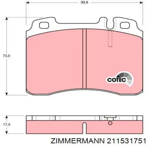 Гальмівні колодки Zimmermann 211531751 ціна, від 19.62 USD