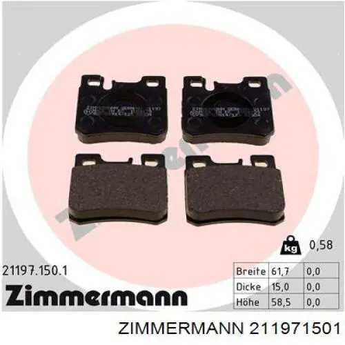 Задні гальмівні колодки Zimmermann 211971501 ціна, від 13.96 USD
