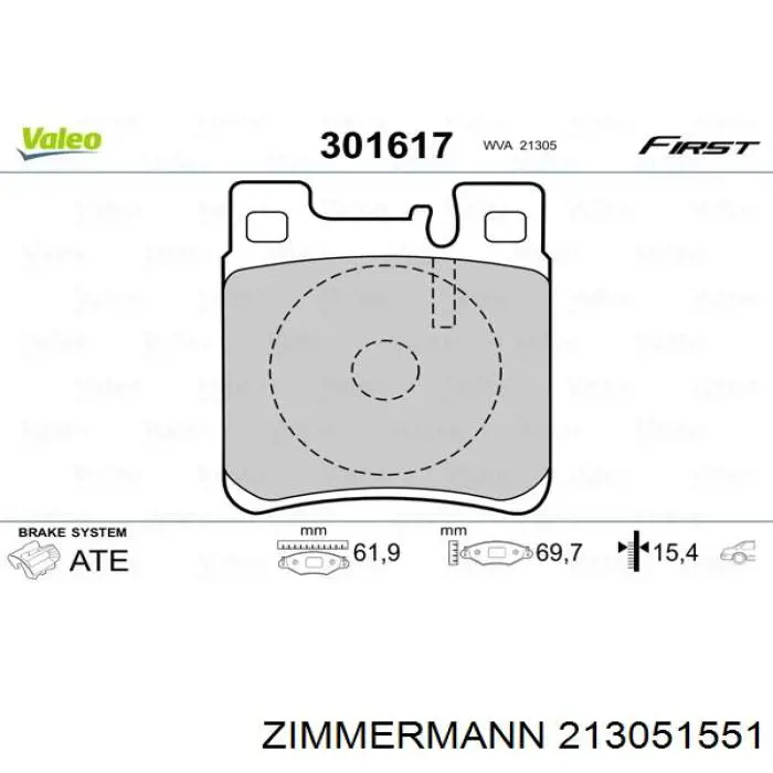 Задні гальмівні колодки Zimmermann 213051551 ціна, від 17.73 USD