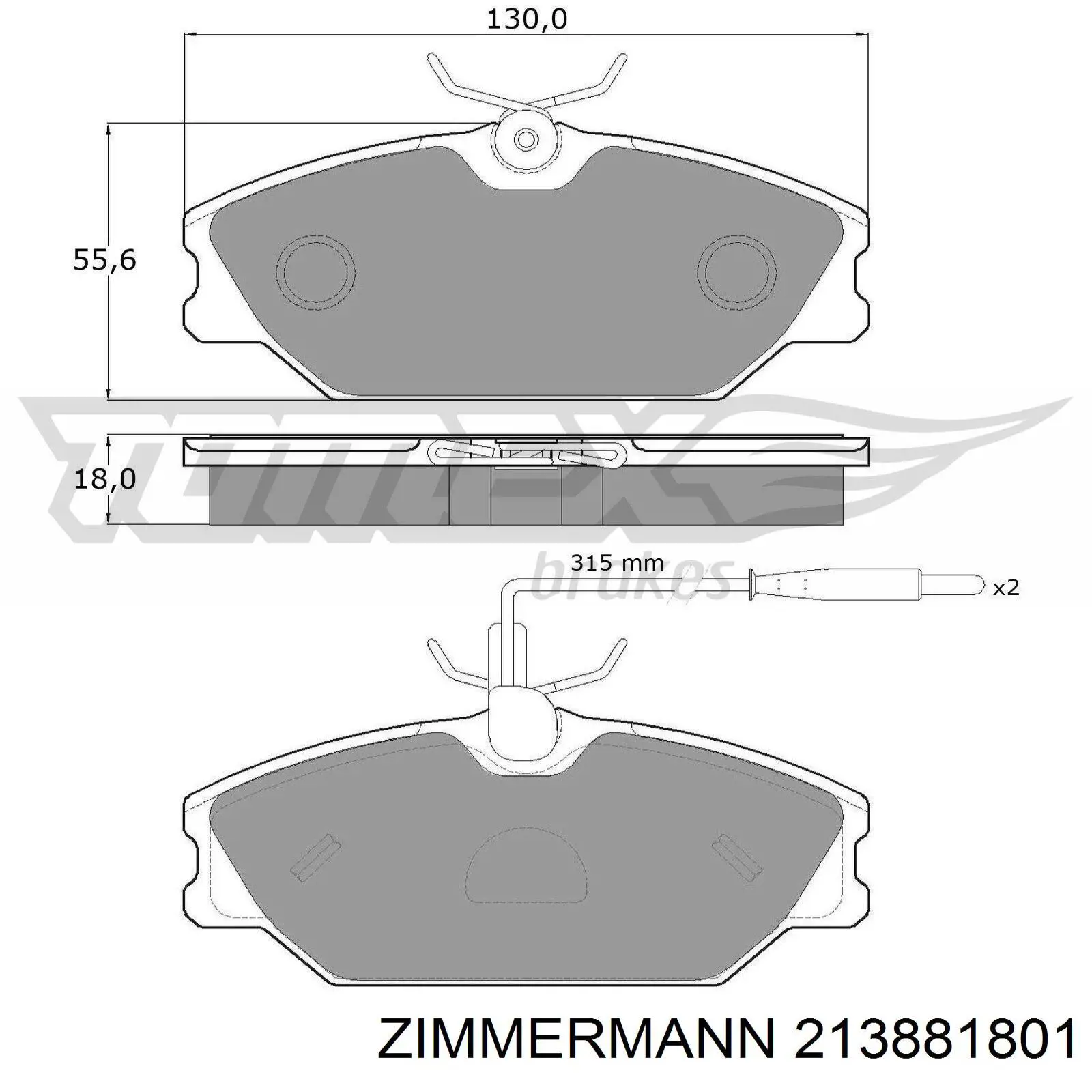 213881801 Zimmermann колодки гальмівні передні, дискові