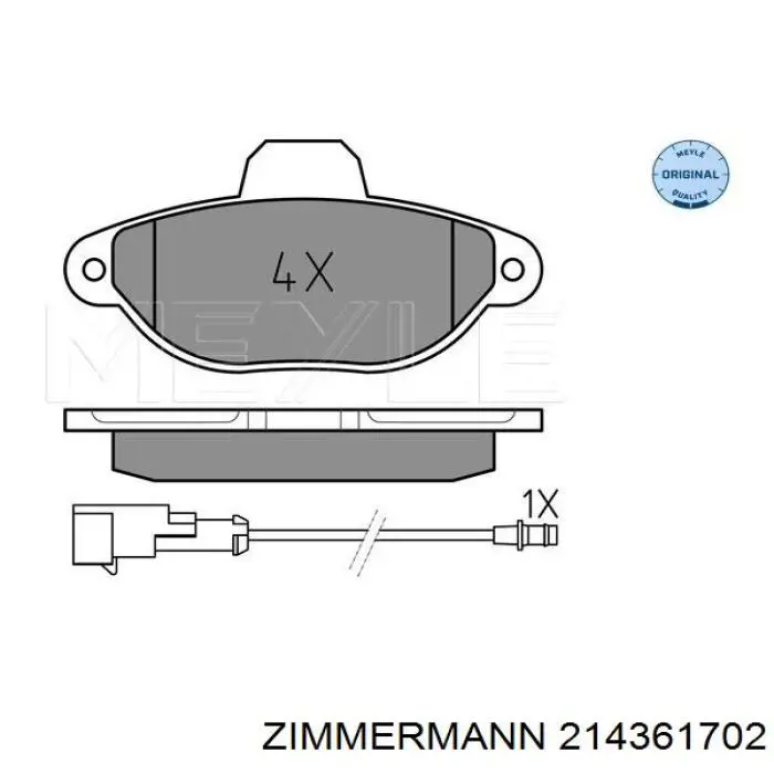 Передні тормозні колодки 214361702 Zimmermann
