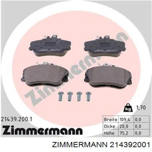 Гальмівні колодки Zimmermann 214392001 ціна, від 22.88 USD