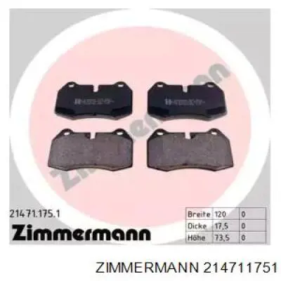 214711751 Zimmermann Передні гальмівні колодки