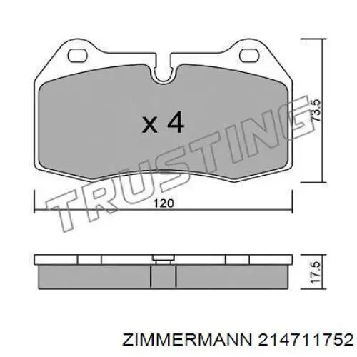 214711752 Zimmermann колодки гальмівні передні, дискові