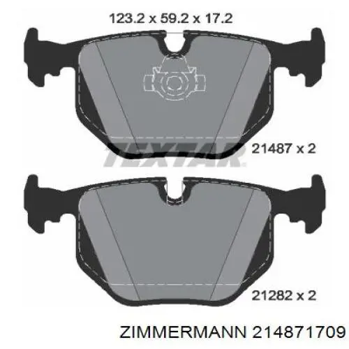 Задні гальмівні колодки 214871709 Zimmermann