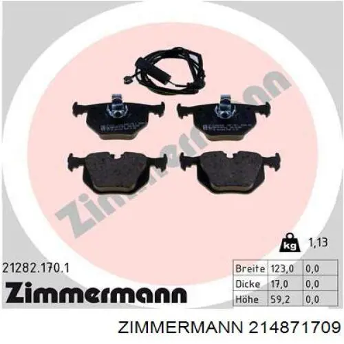 Купити 214871709 Zimmermann Задні колодки
