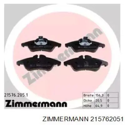 215762051 Zimmermann Передні гальмівні колодки