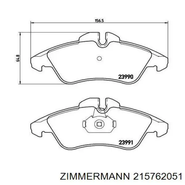 Купити 215762051 Zimmermann Колодки гальмівні передні, дискові