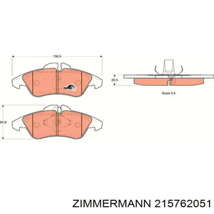 Передні тормозні колодки 215762051 Zimmermann