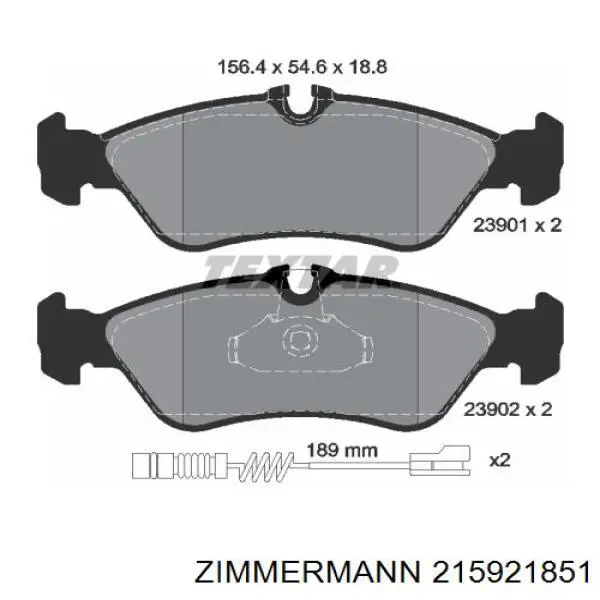 Задні гальмівні колодки 215921851 Zimmermann