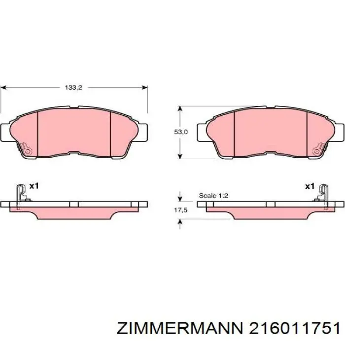 216011751 Zimmermann колодки гальмівні передні, дискові