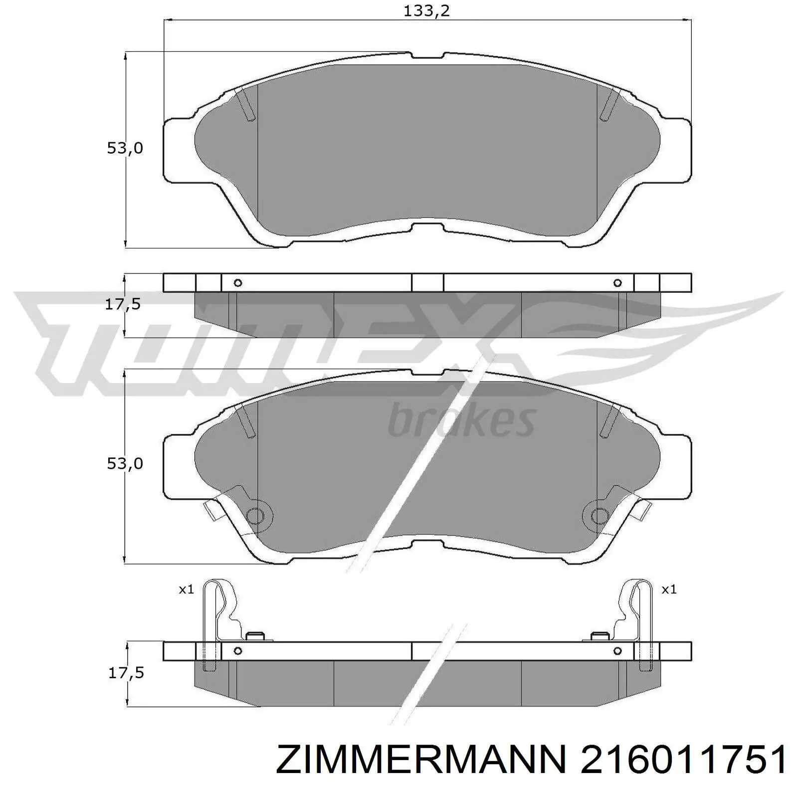 Передні тормозні колодки 216011751 Zimmermann