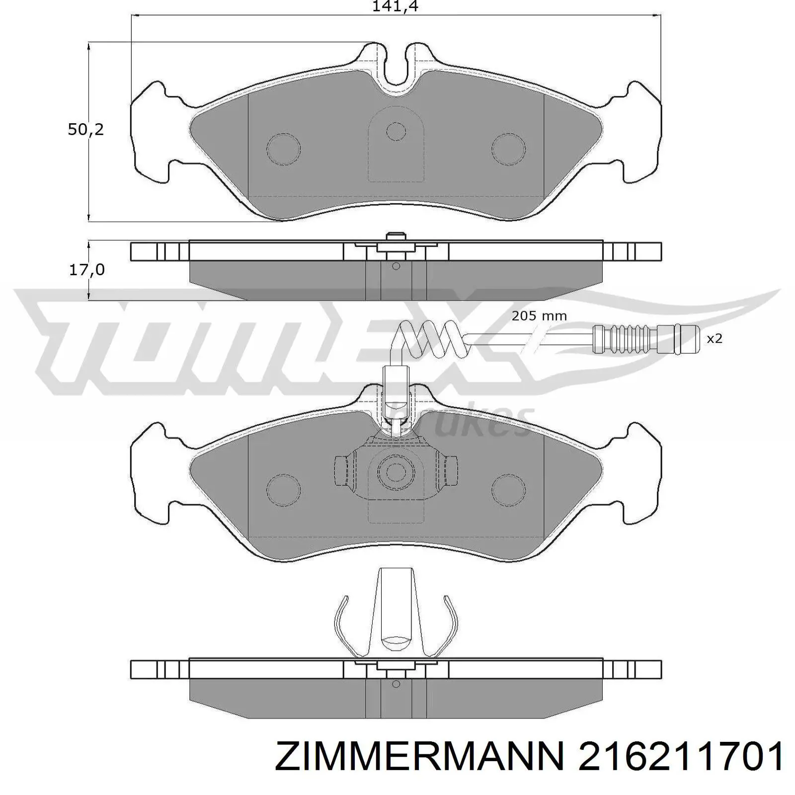 216211701 Zimmermann колодки гальмові задні, дискові