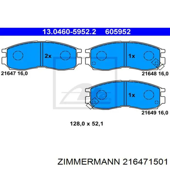 216471501 Zimmermann колодки гальмівні передні, дискові