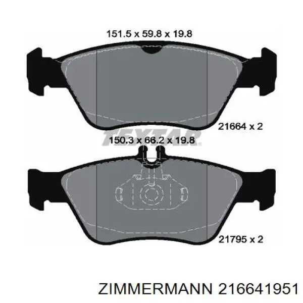 Купити 216641951 Zimmermann Колодки гальмівні передні, дискові