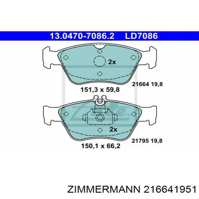 Гальмівні колодки Zimmermann 216641951 ціна, від 19.62 USD