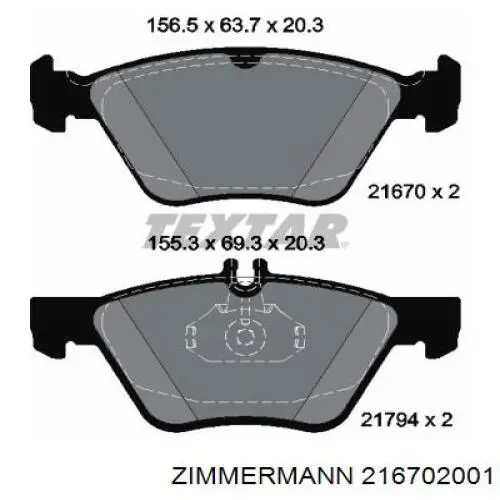 Гальмівні колодки Zimmermann 216702001 ціна, від 35.29 USD