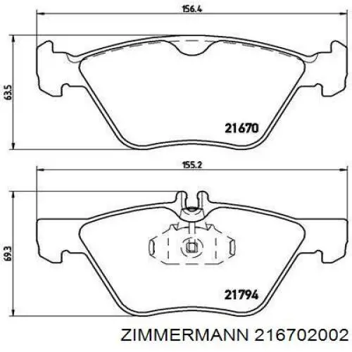 Гальмівні колодки Zimmermann 216702002 ціна, від 20.87 USD