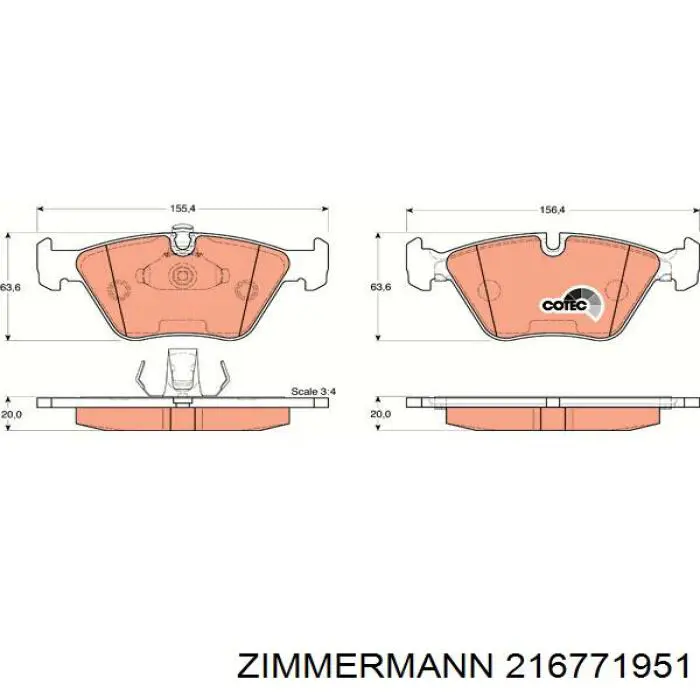 Передні тормозні колодки 216771951 Zimmermann