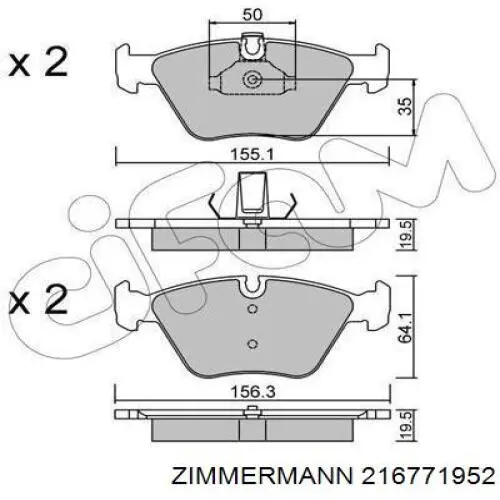 Гальмівні колодки Zimmermann 216771952 ціна, від 22.10 USD