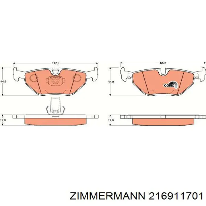 Задні гальмівні колодки 216911701 Zimmermann
