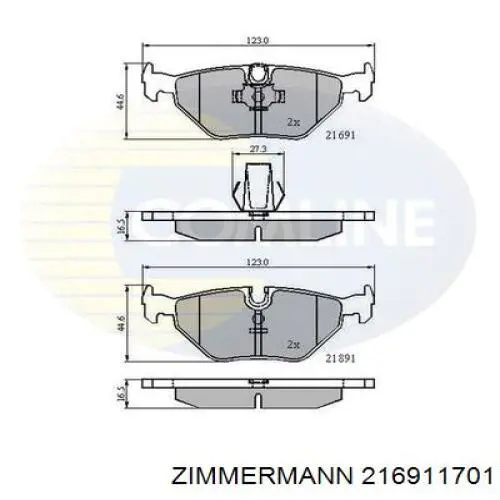 216911701 Zimmermann Колодки гальмівні задні, дискові