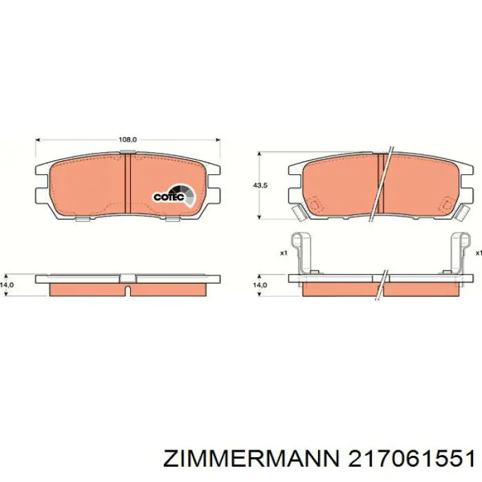 Задні гальмівні колодки Zimmermann 217061551 ціна, від 15.20 USD