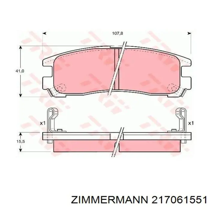 Задні гальмівні колодки 217061551 Zimmermann