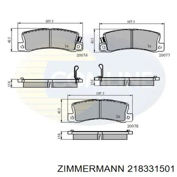 Задні гальмівні колодки Zimmermann 218331501 ціна, від 12.90 USD