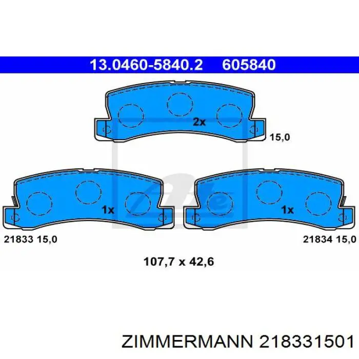 Задні гальмівні колодки Zimmermann 218331501 ціна, від 12.90 USD