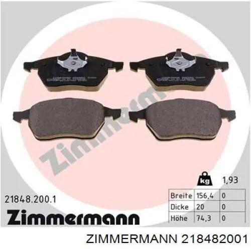 Гальмівні колодки Zimmermann 218482001 ціна, від 26.23 USD