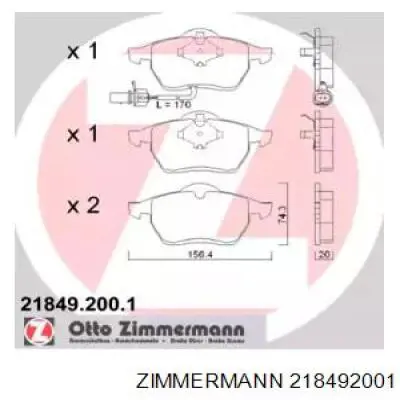 Колодки гальмівні передні, дискові 218492001 Zimmermann