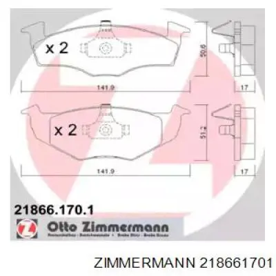 Колодки гальмівні передні, дискові 218661701 Zimmermann