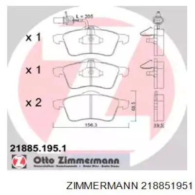 218851951 Zimmermann колодки гальмівні передні, дискові
