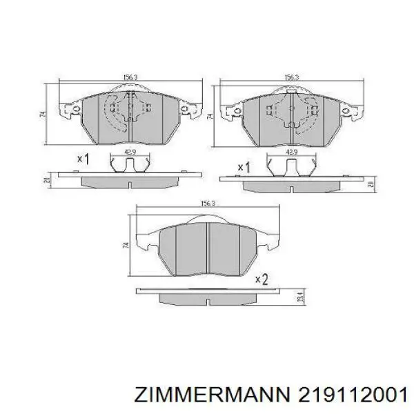 219112001 Zimmermann Передні гальмівні колодки