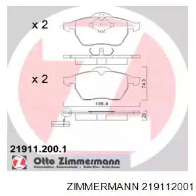 Гальмівні колодки Zimmermann 219112001 ціна, від 22.73 USD