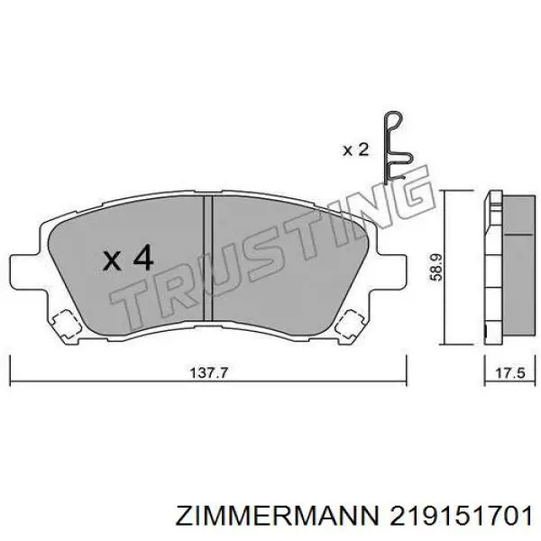 Купити 219151701 Zimmermann Колодки гальмівні передні, дискові